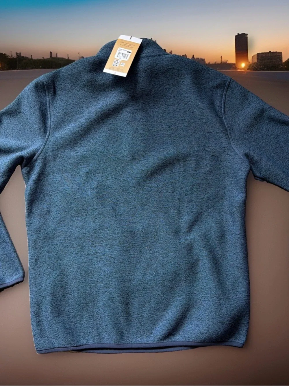 Eddie Bauer Men's Size S Heathered Blue Quarter-Snap Sweater Fleece Pullover.